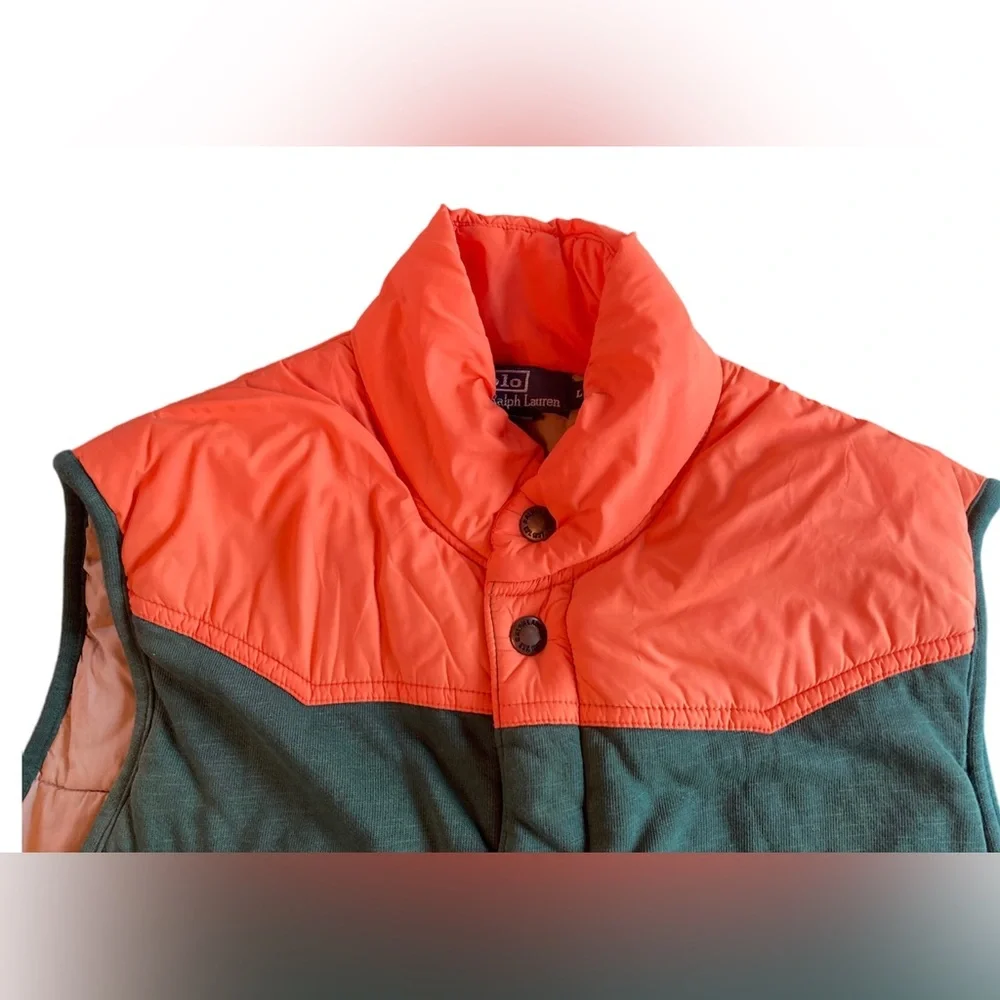 Polo by Ralph Lauren Men's Green and Orange Puffer Vest - Picture 2 of 8